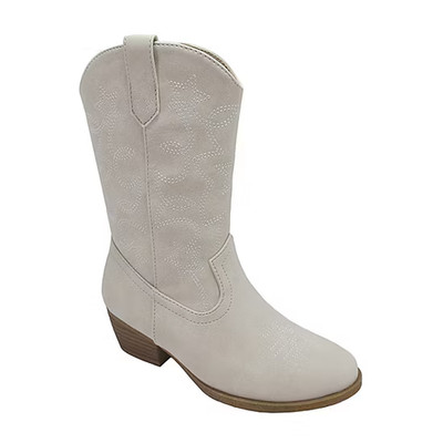 NEW Big GIrls POP Brend Cowgirl Boots, Cream, Zip, Size 2
