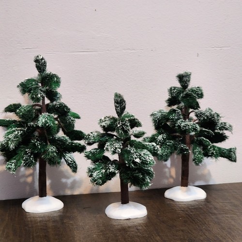 DEPARTMENT 56 Village Accessories Set Of 3 FROSTED SPRUCE TREES 56-53085 7"- 9" - Picture 7 of 19