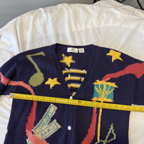 Vintage Strickjacke Pullover XL Konzertszene Sterne Mond Carroll Schilf 90’er bunt - Bild 7 von 11