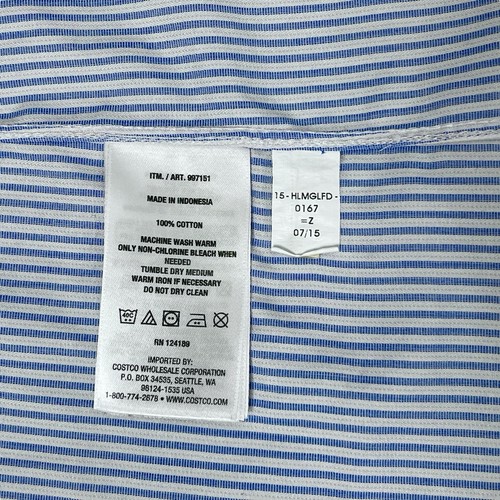 Kirkland Mens Signature Shirt Size 16.5 33 Large Button Down Blue Stripe No Iron - Picture 5 of 8