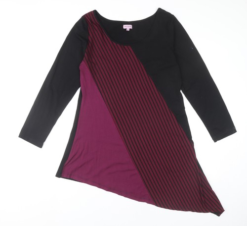Epilogue Damen schwarz lila Tunika Top Größe 14 Langarm asymmetrisch