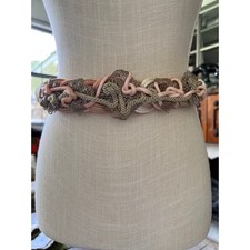 Carolyn Tanner Corded Rope Belt/Adjustable/ Pink Gold/Retro 80's Cinch Belt