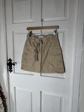 Topshop Women's Mini Skirt Cargo Style with Zip Button, Size 10
