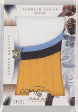 2012-13 Panini Immaculate Logos 14/21 Kenneth Faried #IP-KF Patch 9ih