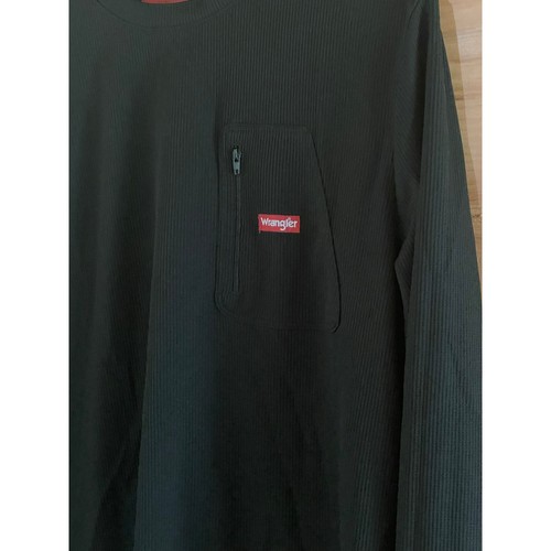 Wrangler Herren Workwear Waffelstrick-Oberteil mit Reißverschluss. Schwarz. Größe Medium - Bild 6 von 6