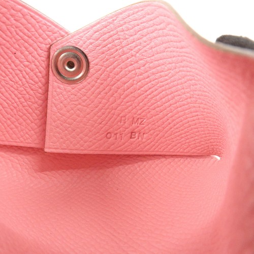 HERMES Veau Epsom Leather B Stamped CALVI Card Case Card Holder Auth Used F/S - Picture 21 of 21