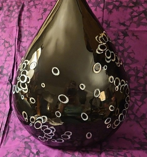Große schwarze Kunstvase, Abalone Muschelblasen, 19", ursprünglich 345 $. - Bild 5 von 11