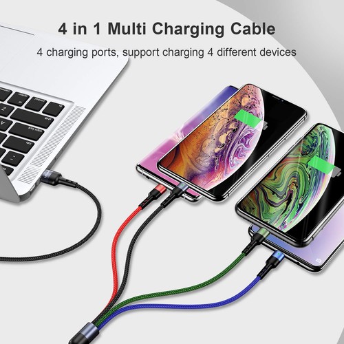 Multi Charging Cable 2Pack 4FT 4 in 1 Nylon Braided USB Fast Charging Cord Ad... - Picture 4 of 9