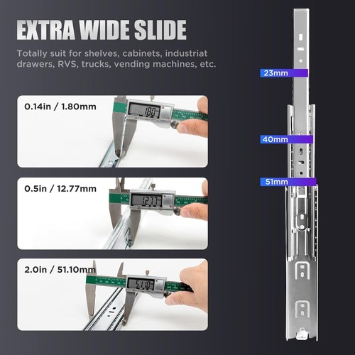 SLIDEWAY Schwerlast Schubladenführungen Gleiter, 90Kg Tragfähigkeit Schubladenführung - Bild 3 von 6