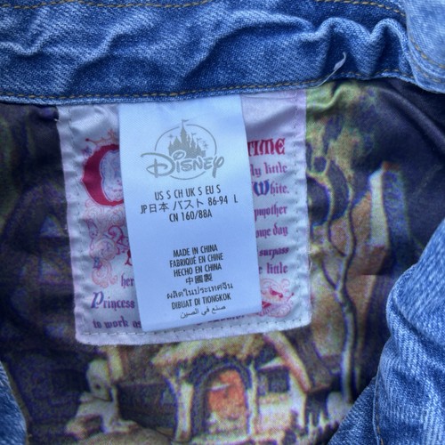 Disney Snow White Denim Jean Jacket Womens Sz S Light Blue Embroidery Patches - Picture 7 of 11