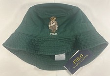 Polo Ralph Lauren Polo Bear Bucket Hat Green Cotton S/M NWT Embroidered