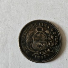Peru, One-Fifth Sol silver coin, 1863
