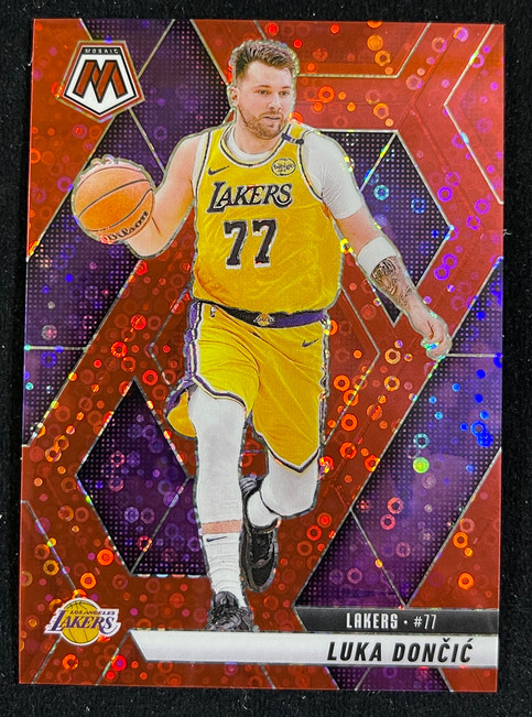 Luka Doncic 2024-25 Panini Mosaic 10/99 Red Disco Lakers #100