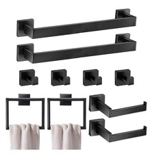 10 Pieces Bathroom Hardware Set 16 Inch Wall Mounted Towel Bar Set Matte Blac...