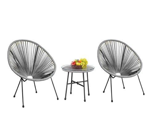 Patio Egg Chair 3pc Set Outdoor Garden Bistro Chairs + Coffee Table Rattan UK - Picture 25 of 29
