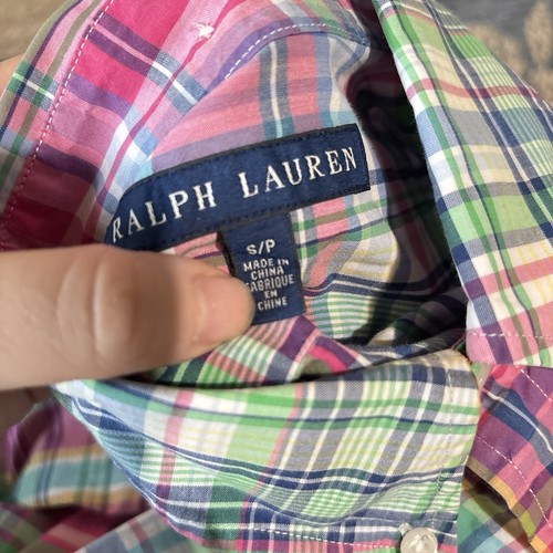 Polo Ralph Lauren Long Sleeve BD Shirt Girls Striped, GreenYellowBluePink, Sz SP - Picture 9 of 10