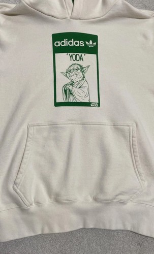 Adidas Felpa con Cappuccio Uomo M Star Wars Yoda Non È Facile Verde Crema Pullover Lucas Film - Foto 2 di 15
