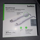 BELKIN BOOST CHARGE WHITE USB-C CABLE TO IPHONE CONNECTOR IPAD IPHONE 3.3FT