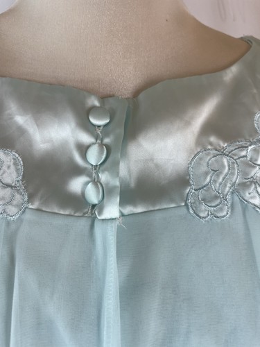Vtg 60’s Gossard Artemis 2 Pc Blue Chiffon Babydoll Nightgown & Robe Pegnoir S - Picture 3 of 14