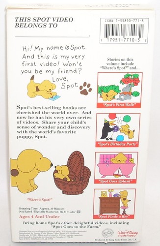 WHERE'S SPOT? and Other Delightful Stories ( VHS, 1993 ) Eric Hill Disney - Picture 3 of 7