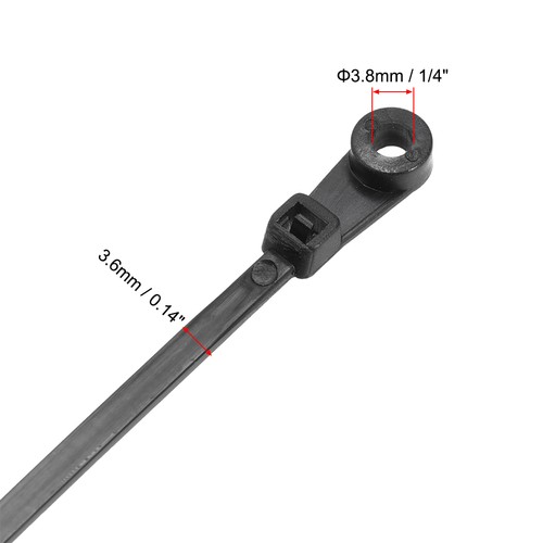Mount Head Cable Zip Ties 6 Inch Screw Hole Nylon Wire Strap Black 120pcs - Afbeelding 4 van 4