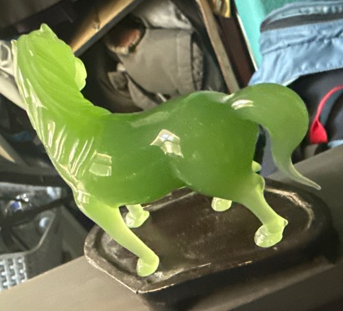 Vintage Chinese Jade Horse w/ Custom Wood Base - Bild 4 von 13