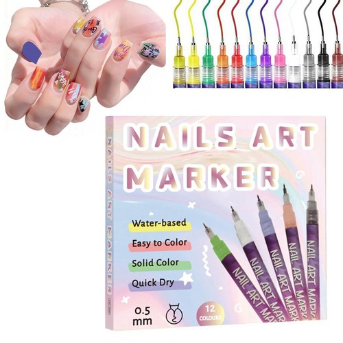 12Colors Nail Art Pens Set 3D Nail Polish Pen Graffiti Dotting Pen Acrylic DIY ☆ - Picture 5 of 10