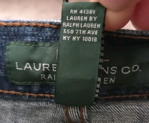 LRL Ralph Lauren Denim Skirt Womans 8 Blue Slit Knee Logo Whiskered Pockets EC - Picture 12 of 12