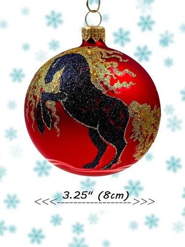 Weihnachten Glaskugel Ornamente Pferd handbemalt 3,25" (8cm) Symbol von 2026 - Bild 4 von 5