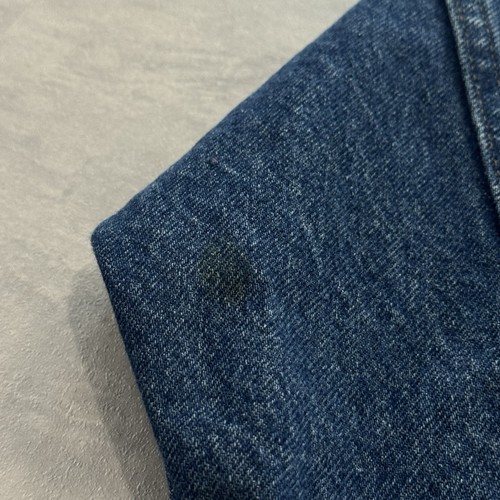 Vtg Levis Denim Jacket Leather Collar Mens Small 90s Trucker Dark Wash Button Up - Picture 11 of 24