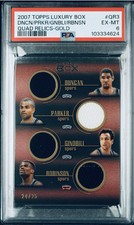 2007-08 LUXURY BOX QUAD RELICS TIM DUNCAN TONY PARKER GINOBILI ROBINSON SP 24/25