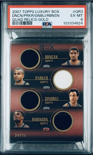 2007-08 LUXURY BOX QUAD RELICS TIM DUNCAN TONY PARKER GINOBILI ROBINSON SP 24/25 - Picture 1 of 3
