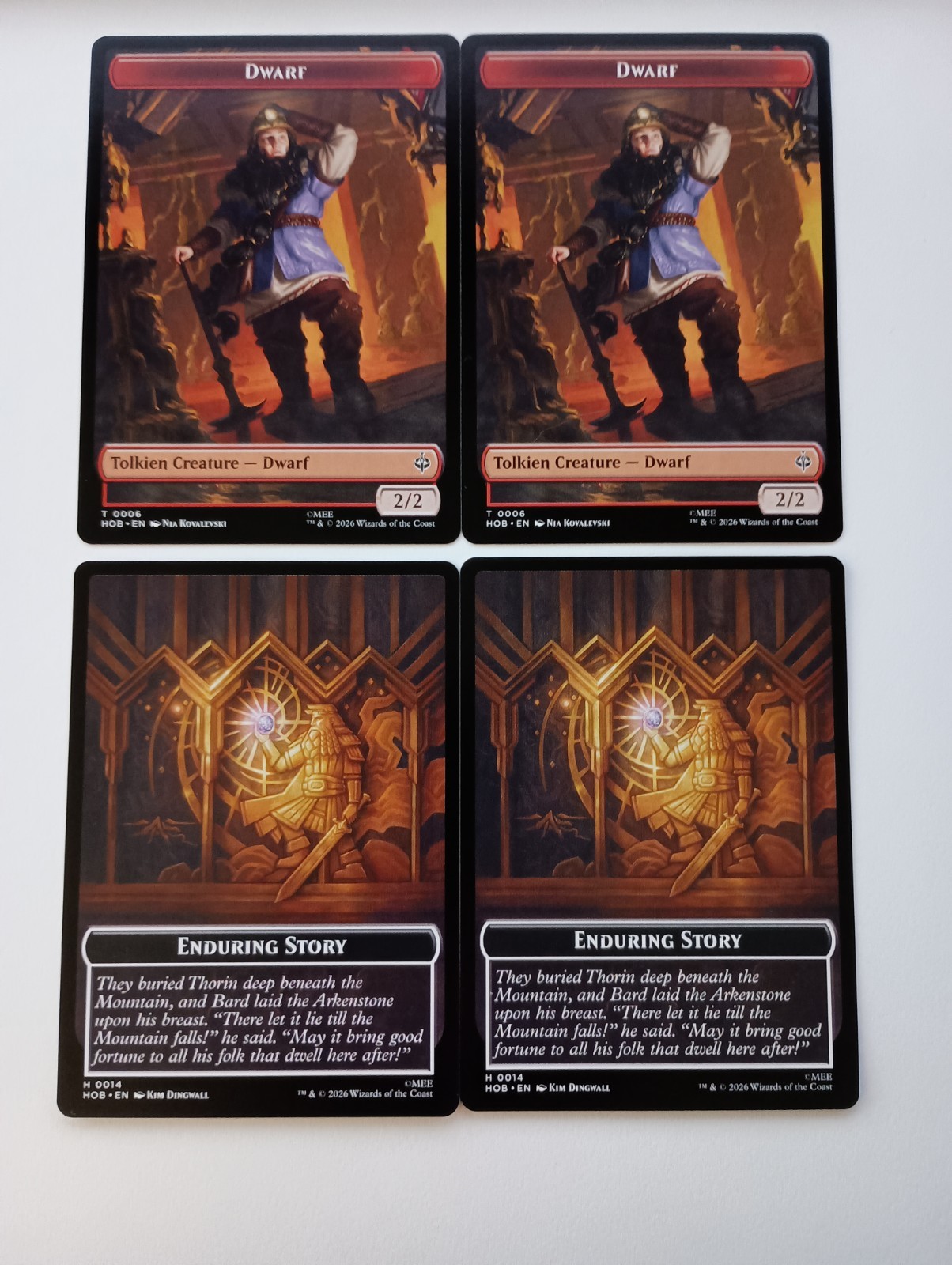 MTG Magic The Hobbit Lot 4x Tokens Goblin Army T0003 / Wolf T0009