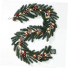 Pre-Lit Christmas Garland with 8 Lighting Modes, 50 LED Lights, Pine 6FT green