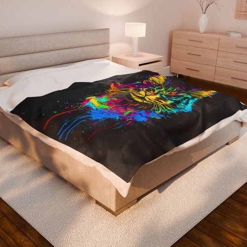 Neon- Colorful Cat Plush Blanket - Picture 10 of 10