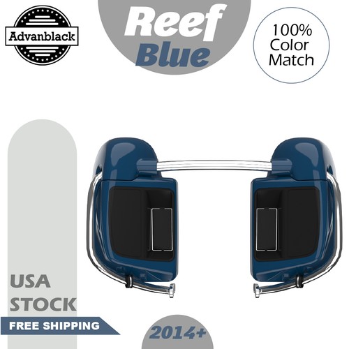 Advanblack Reef Blue Lower Vented Fairings Fits for 2014+ Harley Touring - Picture 1 of 8