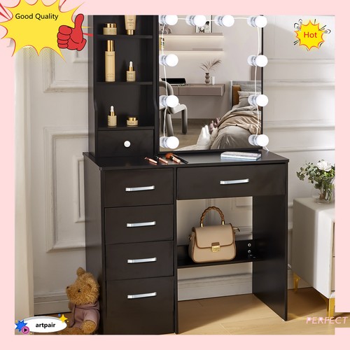 NEW Vanity Set with 10 LED Lighted Mirror Makeup Dressing Table Dresser Desk USA - Picture 6 of 14