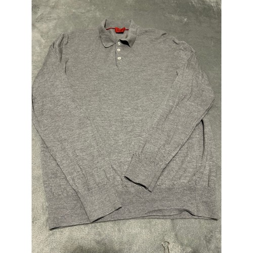 Isaia Napoli Woll Poloshirt Herren grau leicht Made in Italy lesen