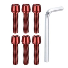 M5 x 20mm Bike Stem Bolts, 6pcs Tapered Bolts Screws for Bicycle Stem, Red