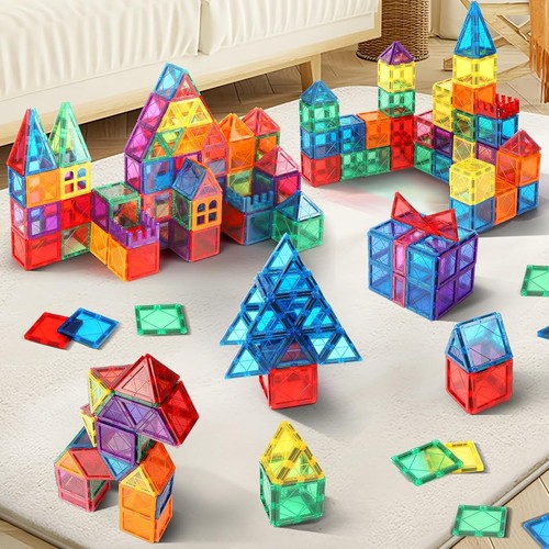 Kids 100PCS Magnetic Tiles Toy | Magnetic Building Blocks Set STEM Magnet New - Picture 2 of 5