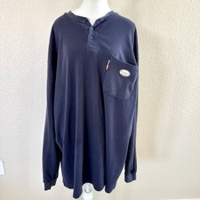 RASCO FR 3 Button Pullover Long Sleeve Shirt Men  s 2XL Flame Resistant Navy
