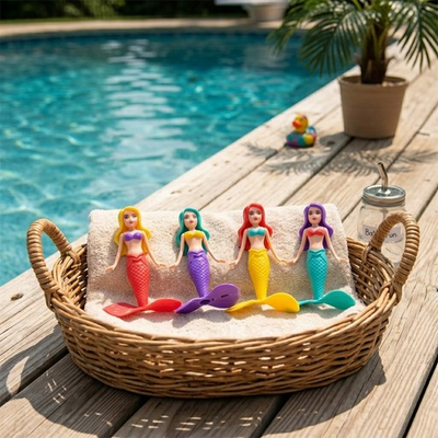 #ad #ad 4Pcs Diving Mermaid Toy Set Underwater Swimming Pool Bath Toys for Kids $6.51