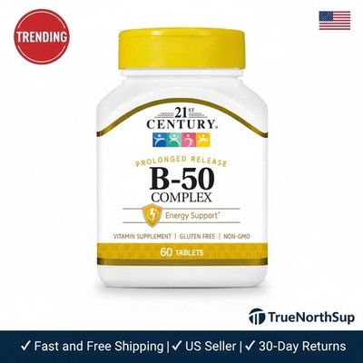 60 Count Gluten-Free B 50 Complex Tablets - Prolonged Release for Optimal Energy