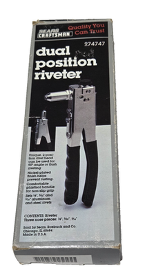 #ad Rare Vintage Sears Craftsman Dual Position Riveter Tool #974747 $25.00