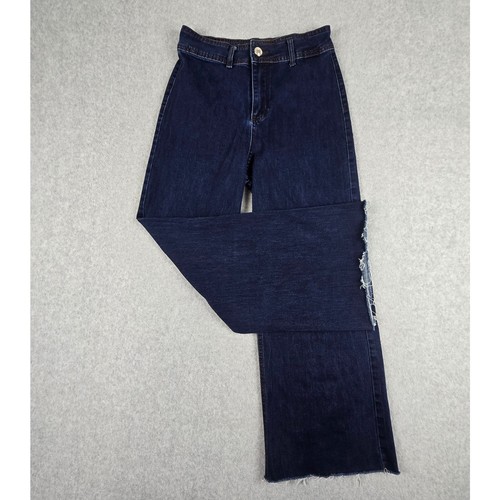 Pantalones de mezclilla Supgoreou para mujer talla 28 pierna ancha dobladillo crudo - Imagen 12 de 14