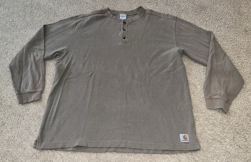Carhartt Hemd L Khaki Henley Original Fit Langarm Braun Hellbraun Large Erwachsene **
