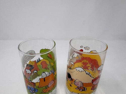 Vintage McDonalds Camp Snoopy Glasses Lot of 2 Peanuts 1983 - Picture 5 of 6