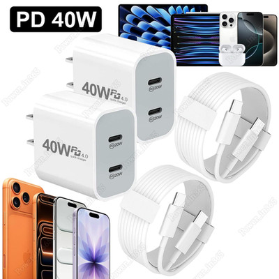 Fast Charger For iPhone17 16 15 Air Android 40W Power Adapter USB C Type C Cable