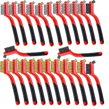 Wire Scratch Brush Set Soft Grip for Rust, Dirt & Paint Scrubbing with Deep C...