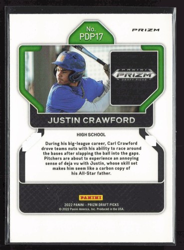 2022 Panini Prizm Draft Picks - Black - #PDP17 Justin Crawford - Picture 2 of 2